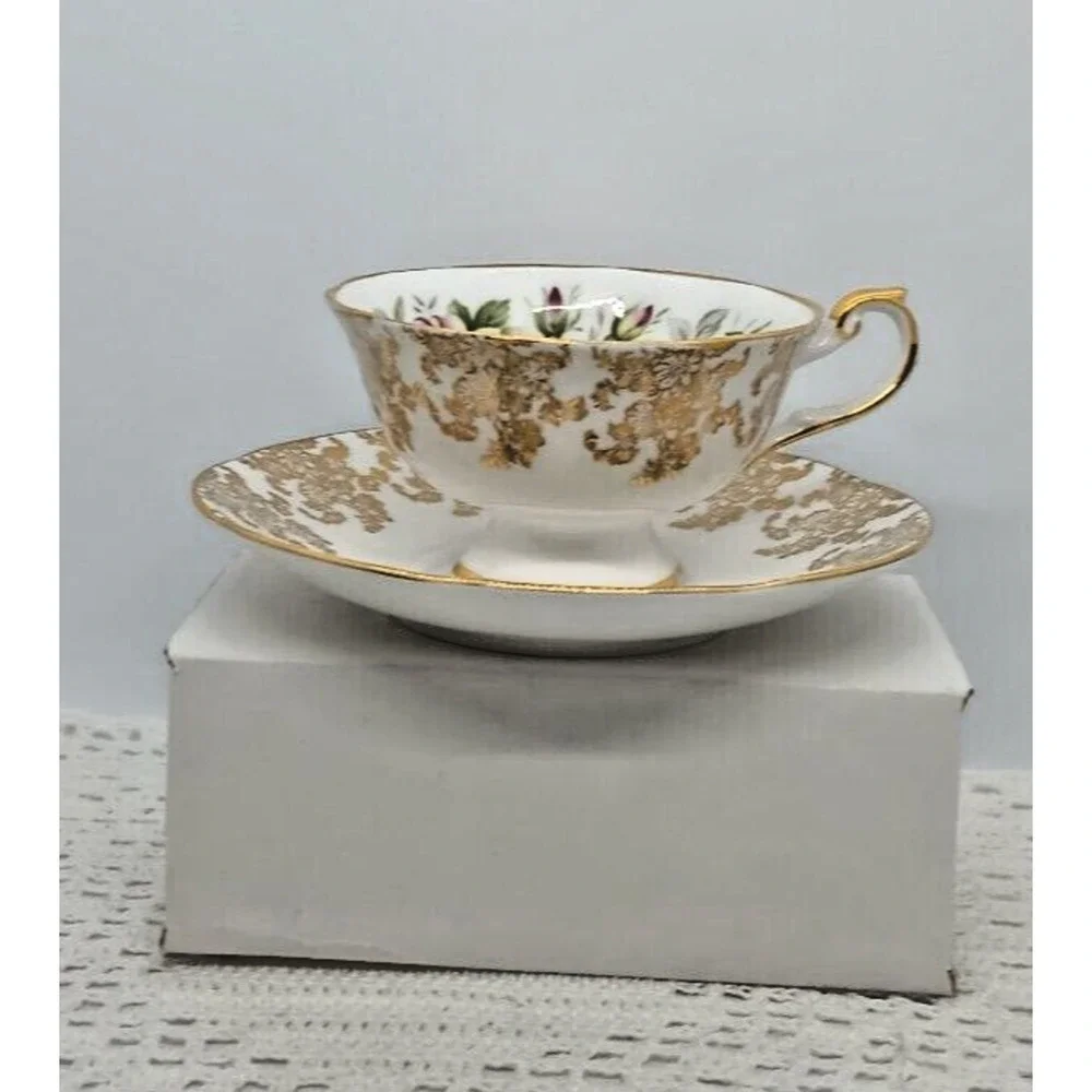 Queen's Fine Rosina Yellow Roses Bone China Tea Cup & Saucer England Estd 1875